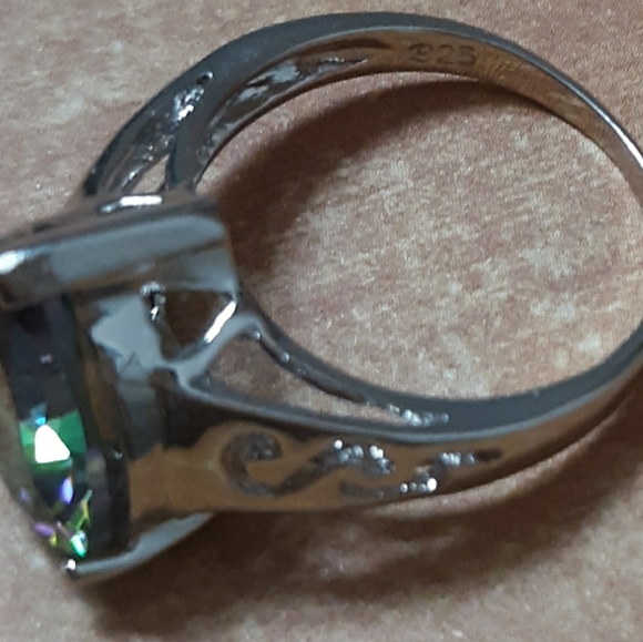 New Huge Heart Shaped Mystic Topaz 925 Silver Ring. - Picture 12 of 15